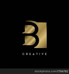 Golden Square Negative Space B letter Logo. Creative design concept square shape with negative space letter B logo for initial, technology or business identity.