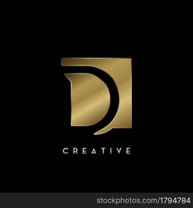 Golden Square Negative Space D letter Logo. Creative design concept square shape with negative space letter D logo for initial, technology or business identity.
