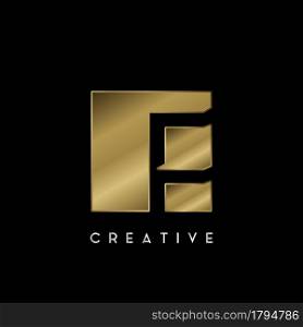 Golden Square Negative Space F letter Logo. Creative design concept square shape with negative space letter E logo for initial, technology or business identity.
