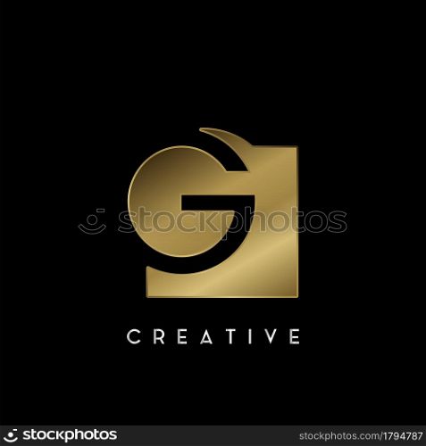 Golden Square Negative Space G letter Logo. Creative design concept square shape with negative space letter E logo for initial, technology or business identity.
