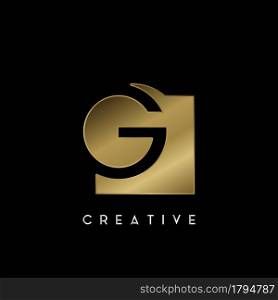 Golden Square Negative Space G letter Logo. Creative design concept square shape with negative space letter E logo for initial, technology or business identity.