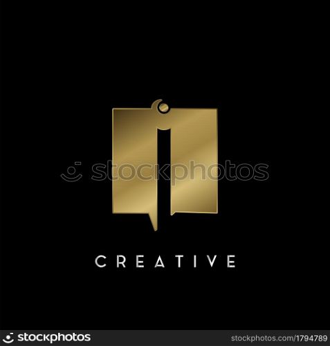 Golden Square Negative Space I letter Logo. Creative design concept square shape with negative space letter I logo for initial, technology or business identity.
