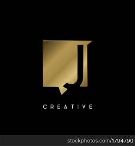 Golden Square Negative Space J letter Logo. Creative design concept square shape with negative space letter J logo for initial, technology or business identity.