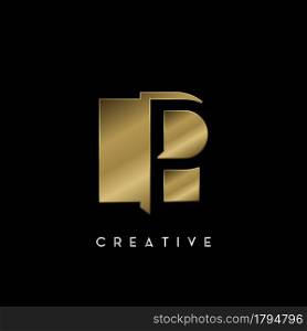 Golden Square Negative Space P letter Logo. Creative design concept square shape with negative space letter P logo for initial, technology or business identity.