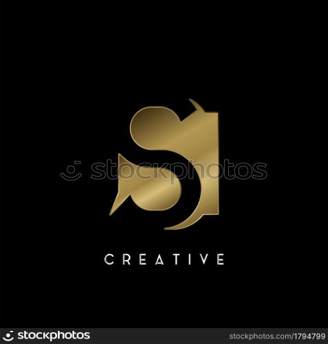 Golden Square Negative Space S letter Logo. Creative design concept square shape with negative space letter S logo for initial, technology or business identity.