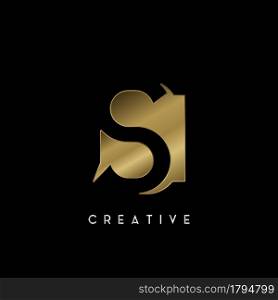 Golden Square Negative Space S letter Logo. Creative design concept square shape with negative space letter S logo for initial, technology or business identity.