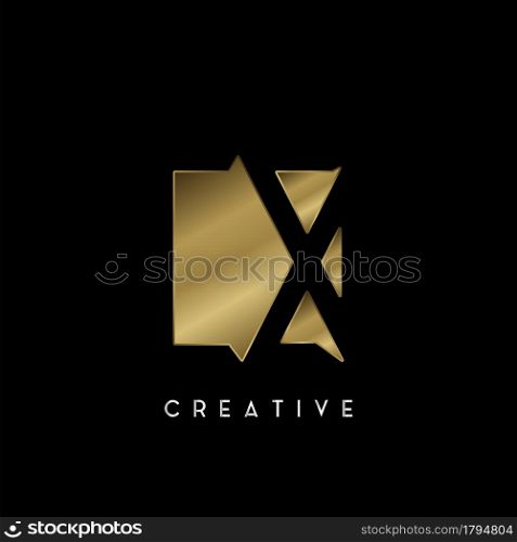 Golden Square Negative Space X letter Logo. Creative design concept square shape with negative space letter X logo for initial, technology or business identity.
