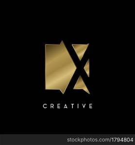 Golden Square Negative Space X letter Logo. Creative design concept square shape with negative space letter X logo for initial, technology or business identity.