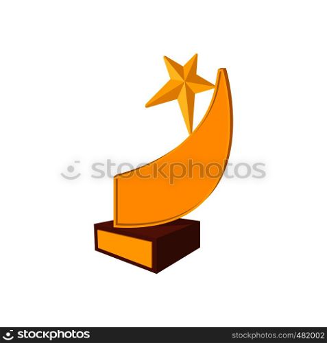 Golden star award cartoon icon on a white background. Golden comet star cartoon icon