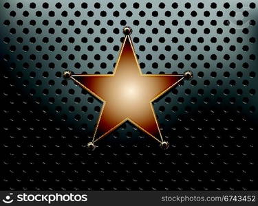 Golden Star on Metallic Background