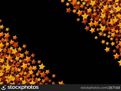 Golden stars glitter scattered in celebration card
