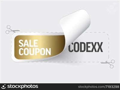 Golden sticker template displaying the sale coupon code number. Golden sticker template displaying the sale coupon code