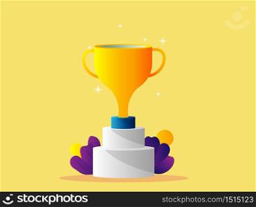 golden trophy award on podium vector illustration