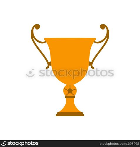 Golden trophy cup flat icon isolated on white background. Golden trophy cup flat icon