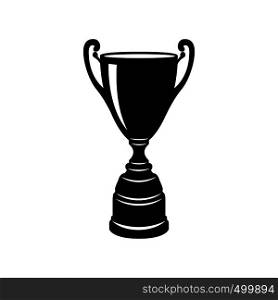 Golden trophy cup icon in simple style on a white background . Golden trophy cup icon, simple style