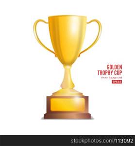 Golden Trophy Cup. Isolated On White Background Vector Illustration. Golden Trophy Cup. Isolated On White Background Vector Illustration.