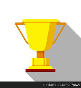 Golden trophy icon. Flat illustration of golden trophy vector icon for web. Golden trophy icon, flat style