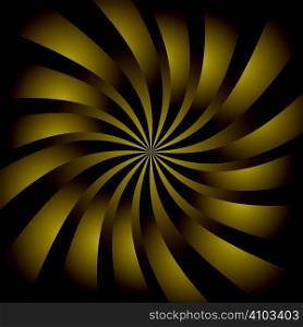Golden twisted background with a radiated black and gold backdrop