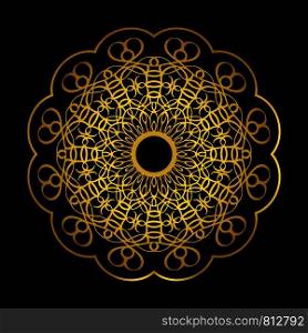 Golden vector arabian style mandala on dark background. Golden arabian style mandala