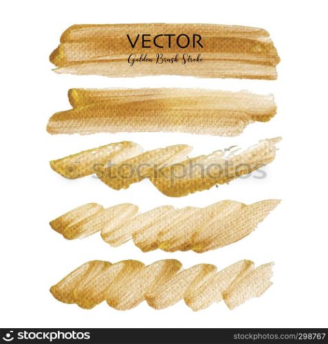 Golden vector brush stroke, Gold texture paint stain, Vector illustration.