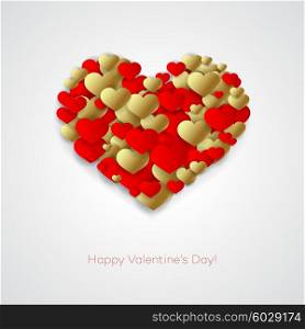 Golden vector love heart. Golden and red vector love hearts. Vector valentines card