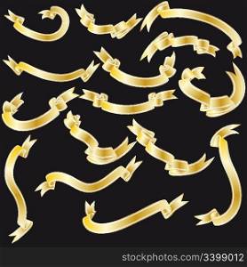 Golden vector ribbons set. Collection of vector temlates