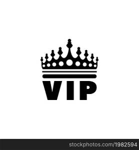 Golden VIP Crown. Flat Vector Icon illustration. Simple black symbol on white background. Golden VIP Crown sign design template for web and mobile UI element. Golden VIP Crown Flat Vector Icon