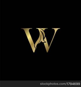 Golden W Initial Letter luxury logo icon, vintage luxurious vector design concept alphabet letter for luxuries business
