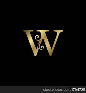 Golden W Initial Letter luxury logo icon, vintage luxurious vector design concept alphabet letter for luxuries business.