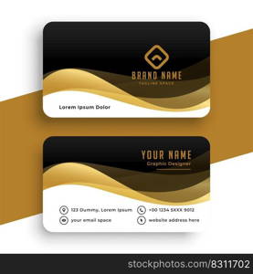 golden wave premium business card template design