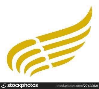 Golden wing emblem. Angel sign. Symbol of grace isolated on white background. Golden wing emblem. Angel sign. Symbol of grace