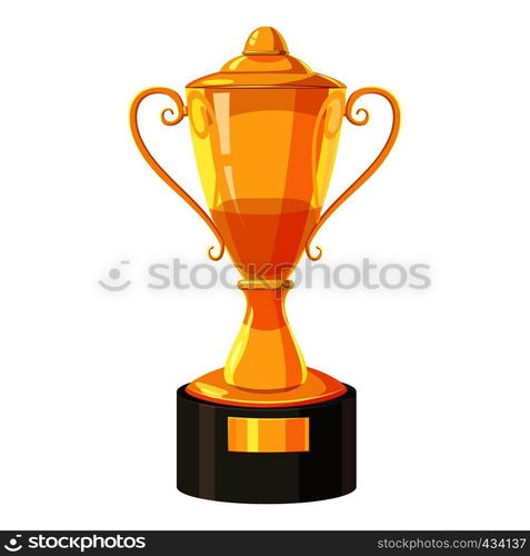 Golden winner cup icon. Cartoon illustration of golden winner cup vector icon for web. Golden winner cup icon, cartoon style