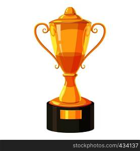 Golden winner cup icon. Cartoon illustration of golden winner cup vector icon for web. Golden winner cup icon, cartoon style
