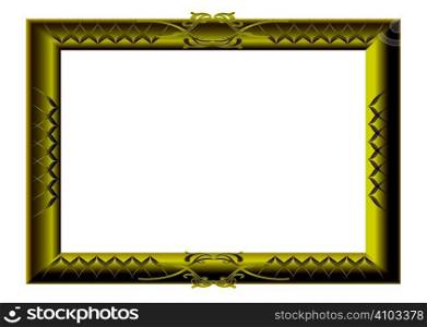 Golden wooden picture frame with carved details and blank hole