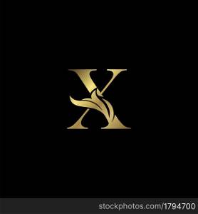 Golden X Initial Letter luxury logo icon, vintage luxurious vector design concept alphabet letter for luxuries business