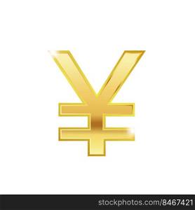 Golden yen symbol isolated web vector icon. Yen trendy 3d style vector icon.Golden yen currency sign.