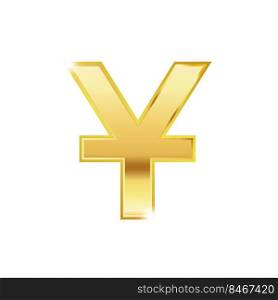 Golden yuan symbol isolated web vector icon. yuan trendy 3d style vector icon. Golden dollar currency sign.
