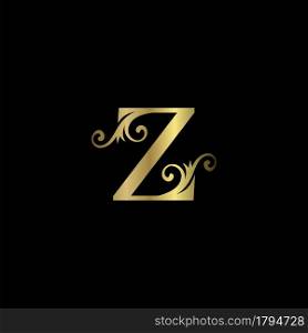 Golden Z Initial Letter luxury logo icon, vintage luxurious vector design concept alphabet letter for luxuries business.