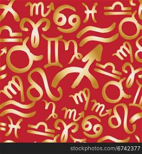 golden zodiac on red background
