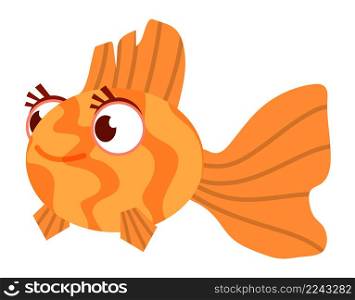 Goldfish. Aquarium pet. Cute golden fish in cartoon style isolated on white background. Goldfish. Aquarium pet. Cute golden fish in cartoon style