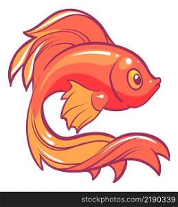 Goldfish icon. Cartoon golden fish. Underwater animal isolated on white background. Goldfish icon. Cartoon golden fish. Underwater animal