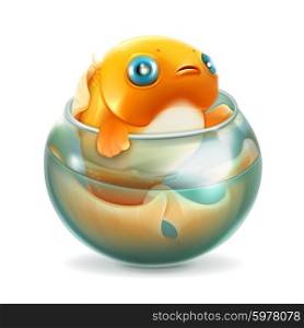 Goldfish in aquarium, vector