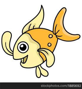 goldfish swimming with happy faces, doodle icon image. cartoon caharacter cute doodle draw