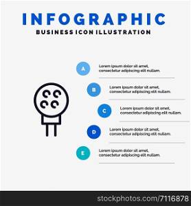 Golf, Ball, Baseball, Sport Line icon with 5 steps presentation infographics Background