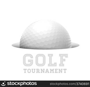 Golf ball in hole. Vector illustration on white