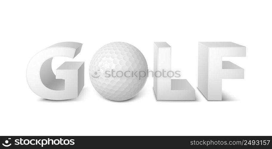 Golf ball logo, emblem template 3d vector illustration