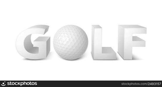 Golf ball logo, emblem template 3d vector illustration