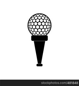 Golf ball on a tee black simple icon. Golf ball on a tee icon
