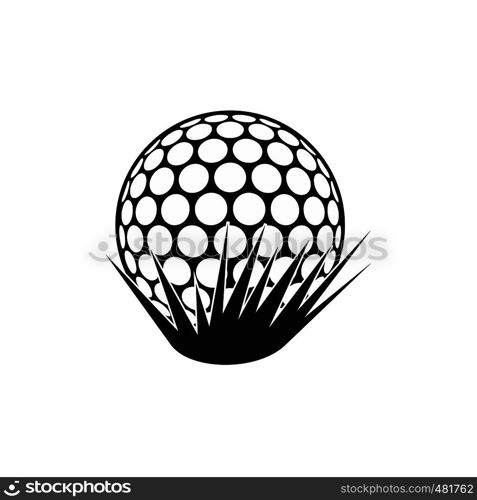 Golf ball on grass black simple icon. Golf ball on grass icon