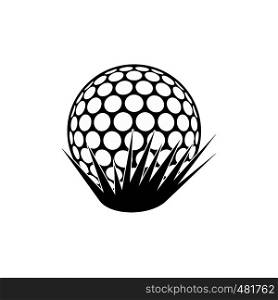 Golf ball on grass black simple icon. Golf ball on grass icon